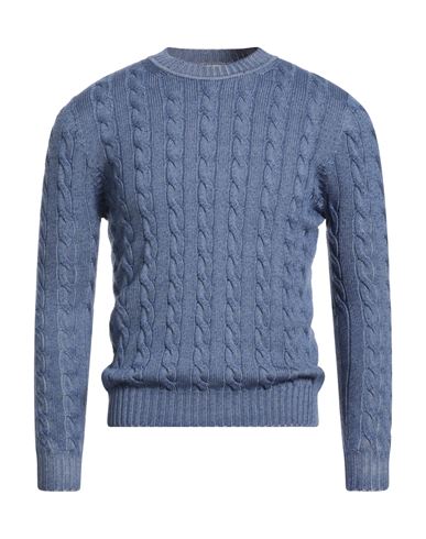 H953 Man Sweater Blue Size 34 Merino Wool In Blue