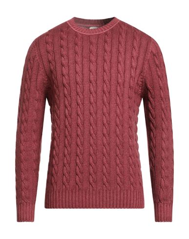H953 Man Sweater Burgundy Size 40 Merino Wool In Red