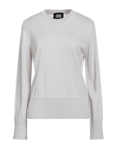 Alpha Studio Woman Sweater Light Grey Size 8 Merino Wool In White