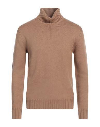 Alpha Studio Man Turtleneck Camel Size 44 Merino Wool
