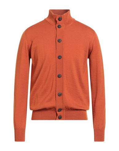 Alpha Studio Man Cardigan Rust Size 42 Merino Wool
