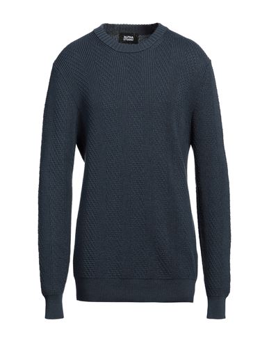 Shop Alpha Studio Man Sweater Slate Blue Size 44 Wool