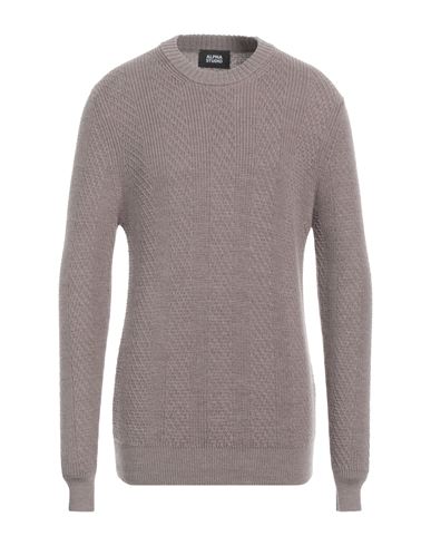 Shop Alpha Studio Man Sweater Dove Grey Size 40 Wool
