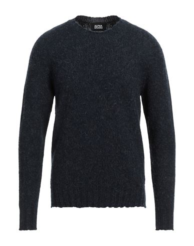 Shop Alpha Studio Man Sweater Navy Blue Size 40 Wool