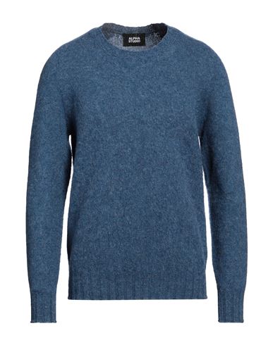 Shop Alpha Studio Man Sweater Slate Blue Size 44 Wool