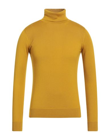 Alpha Studio Man Turtleneck Mustard Size 36 Merino Wool In Yellow