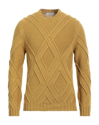 Shop Alpha Studio Man Sweater Mustard Size 42 Merino Wool, Alpaca Wool, Polyamide In Yellow