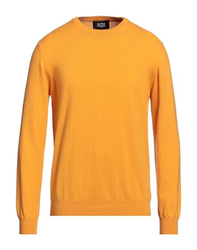 Shop Alpha Studio Man Sweater Apricot Size 42 Cashmere In Orange