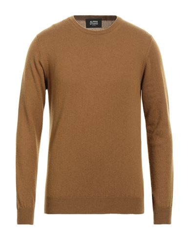 Alpha Studio Man Sweater Camel Size 44 Cashmere In Beige