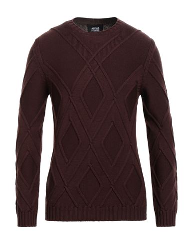 Alpha Studio Man Sweater Cocoa Size 42 Merino Wool In Brown
