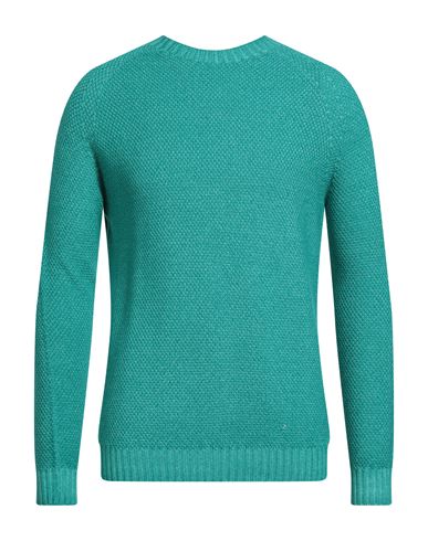 H953 Man Sweater Emerald Green Size 38 Merino Wool In Green