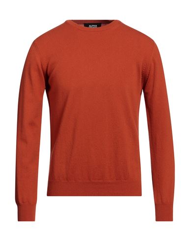 Shop Alpha Studio Man Sweater Orange Size 44 Cashmere