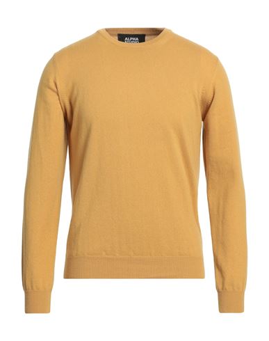Alpha Studio Man Sweater Ocher Size 46 Cashmere In Yellow