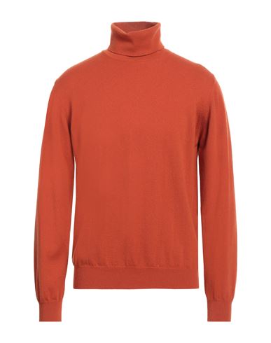 Alpha Studio Man Turtleneck Rust Size 42 Cashmere In Red