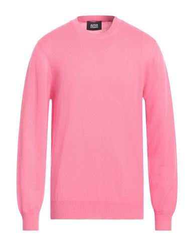 Alpha Studio Man Sweater Fuchsia Size 44 Wool In Pink