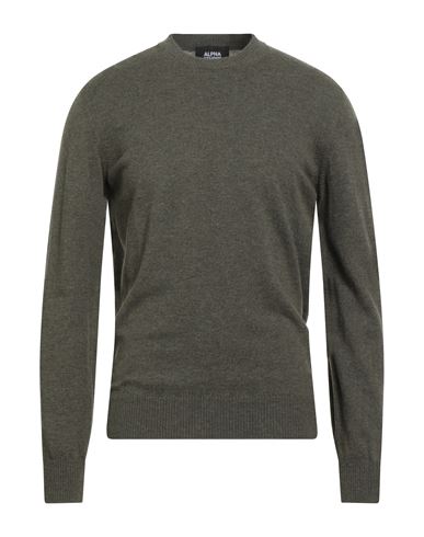 Alpha Studio Man Sweater Military Green Size 42 Wool In Green