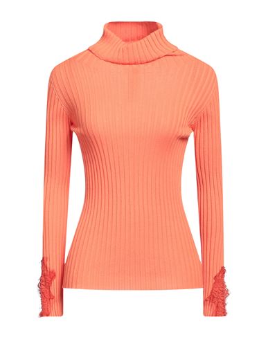 Pink Memories Woman Turtleneck Orange Size 8 Wool