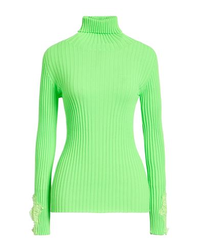 Pink Memories Woman Turtleneck Lime Green Size 8 Wool In Green