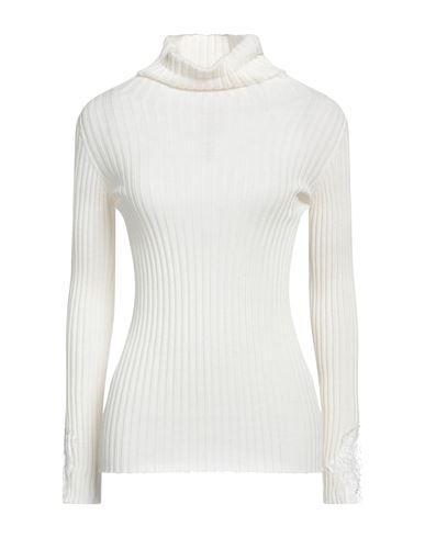 Pink Memories Woman Turtleneck Ivory Size 6 Wool In White