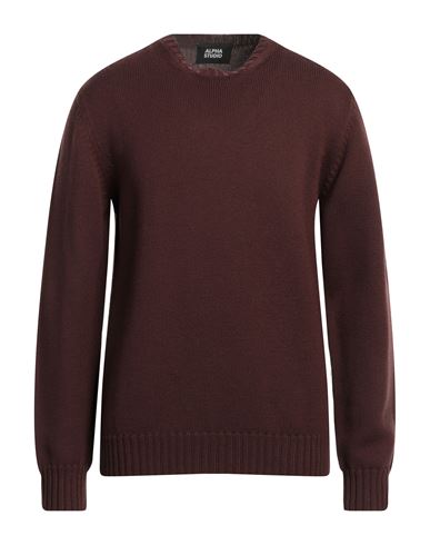 Alpha Studio Man Sweater Cocoa Size 44 Wool In Brown