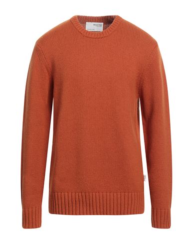 Selected Homme Man Sweater Rust Size L Wool, Polyamide In Red