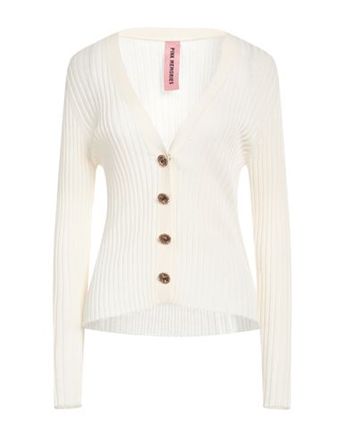Pink Memories Woman Cardigan Cream Size 6 Wool In White
