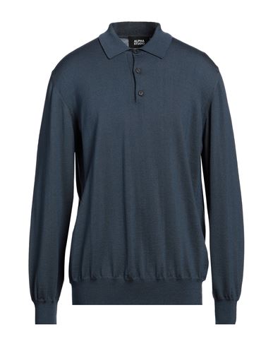 Shop Alpha Studio Man Sweater Slate Blue Size 46 Cashmere