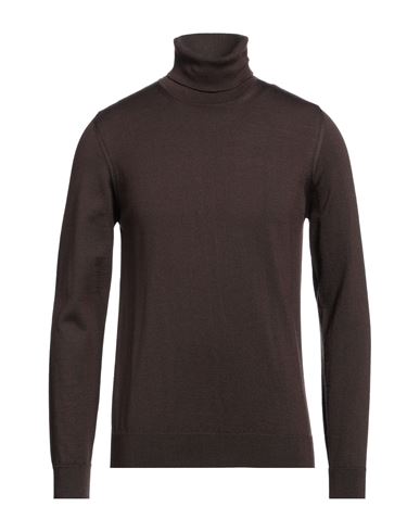 Shop Alpha Studio Man Turtleneck Dark Brown Size 42 Merino Wool