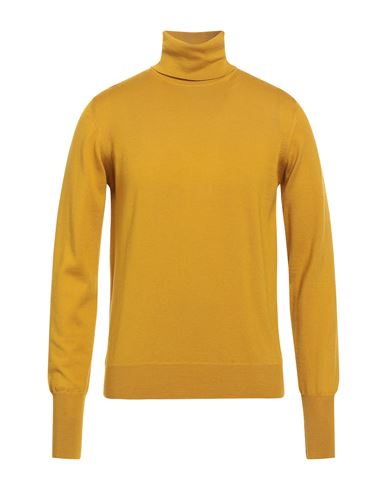 Shop Alpha Studio Man Turtleneck Mustard Size 44 Merino Wool In Yellow