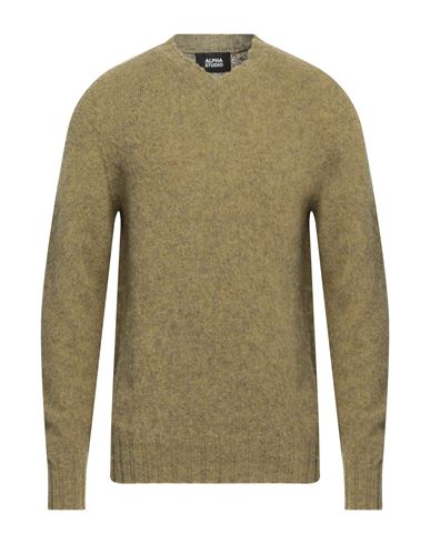 Alpha Studio Man Sweater Military Green Size 44 Wool