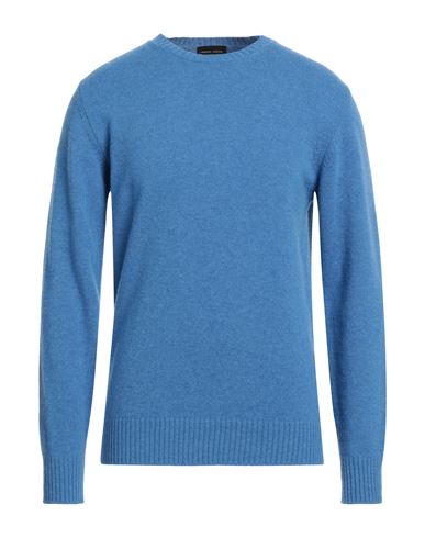 Shop Roberto Collina Man Sweater Azure Size 46 Merino Wool, Cashmere In Blue
