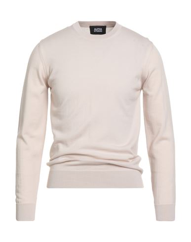 Alpha Studio Man Sweater Cream Size 42 Merino Wool
