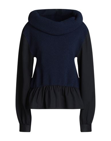 Semicouture Woman Sweater Midnight Blue Size L Wool, Polyamide