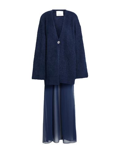 Erika Cavallini Woman Cardigan Navy Size M Mohair Wool, Polyamide, Wool, Polyester In Navy