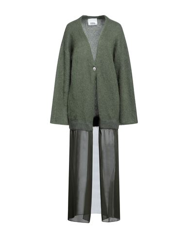 Erika Cavallini Woman Cardigan Military Green Size S Mohair Wool, Polyamide, Wool, Polyester In Green
