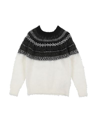 Berna Babies'  Toddler Boy Sweater Cream Size 4 Wool, Acrylic, Viscose, Polyamide In White