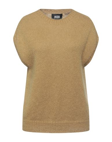 Alpha Studio Woman Sweater Khaki Size 6 Polyamide, Mohair Wool, Wool In Beige