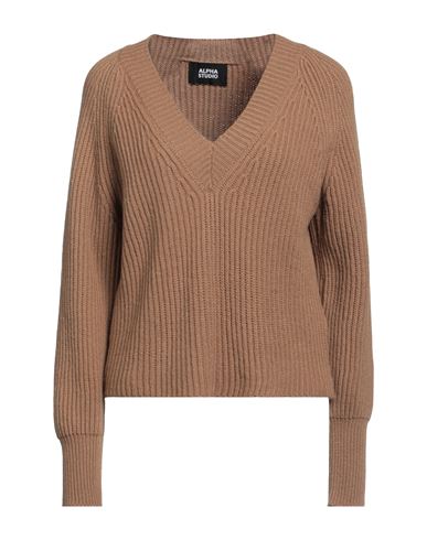 Alpha Studio Woman Sweater Camel Size 12 Wool, Cashmere In Beige