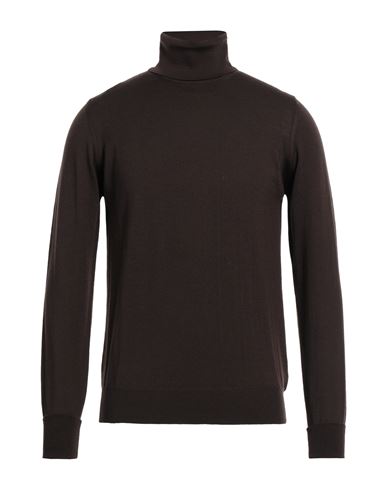 Alpha Studio Man Turtleneck Dark Brown Size 38 Merino Wool In Brown