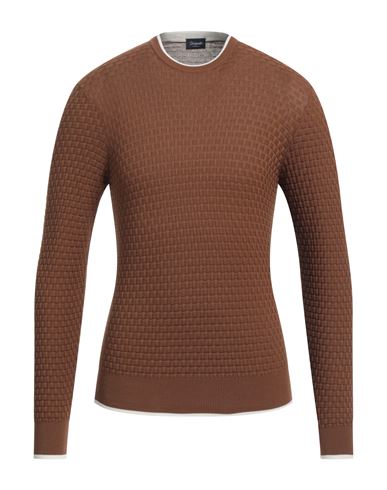 Drumohr Man Sweater Brown Size 36 Cotton