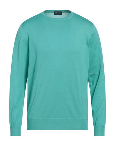Drumohr Man Sweater Turquoise Size 46 Cotton In Blue