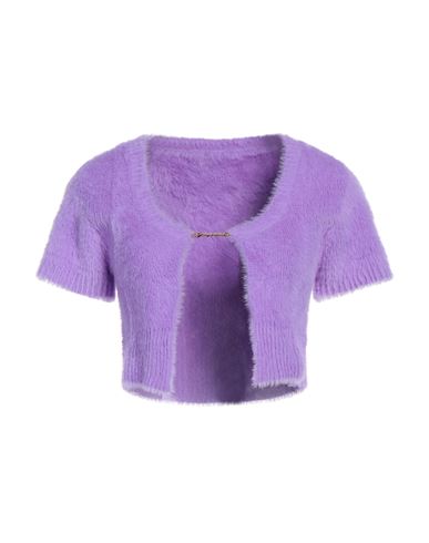 Jacquemus Cropped Knitted Cardigan In Purple