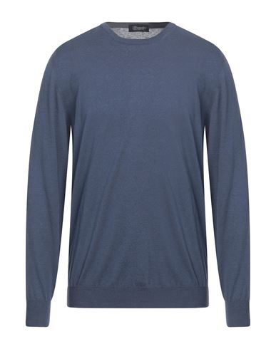 Drumohr Man Sweater Slate Blue Size 40 Cotton, Linen