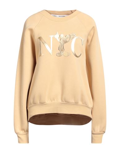 Brand Unique Woman Sweatshirt Beige Size 1 Cotton, Polyester In Gold