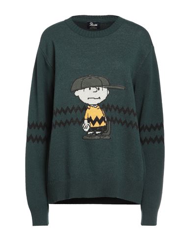 Peanuts By Schulz Woman Sweater Dark Green Size Xl Wool, Viscose, Polyamide, Cashmere In Green
