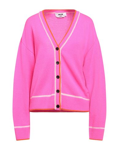 Msgm Woman Cardigan Fuchsia Size S Wool, Cashmere In Pink