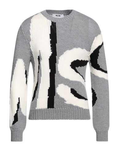 Msgm Man Sweater Grey Size L Virgin Wool
