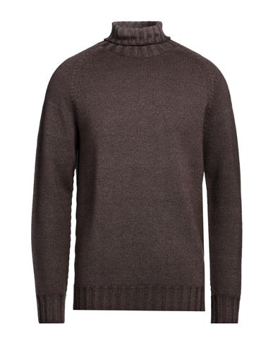 H953 Man Turtleneck Cocoa Size 42 Merino Wool In Brown