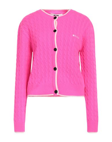 Shop Msgm Woman Cardigan Fuchsia Size L Wool, Cashmere In Pink