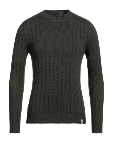 H953 Man Sweater Military Green Size 36 Merino Wool